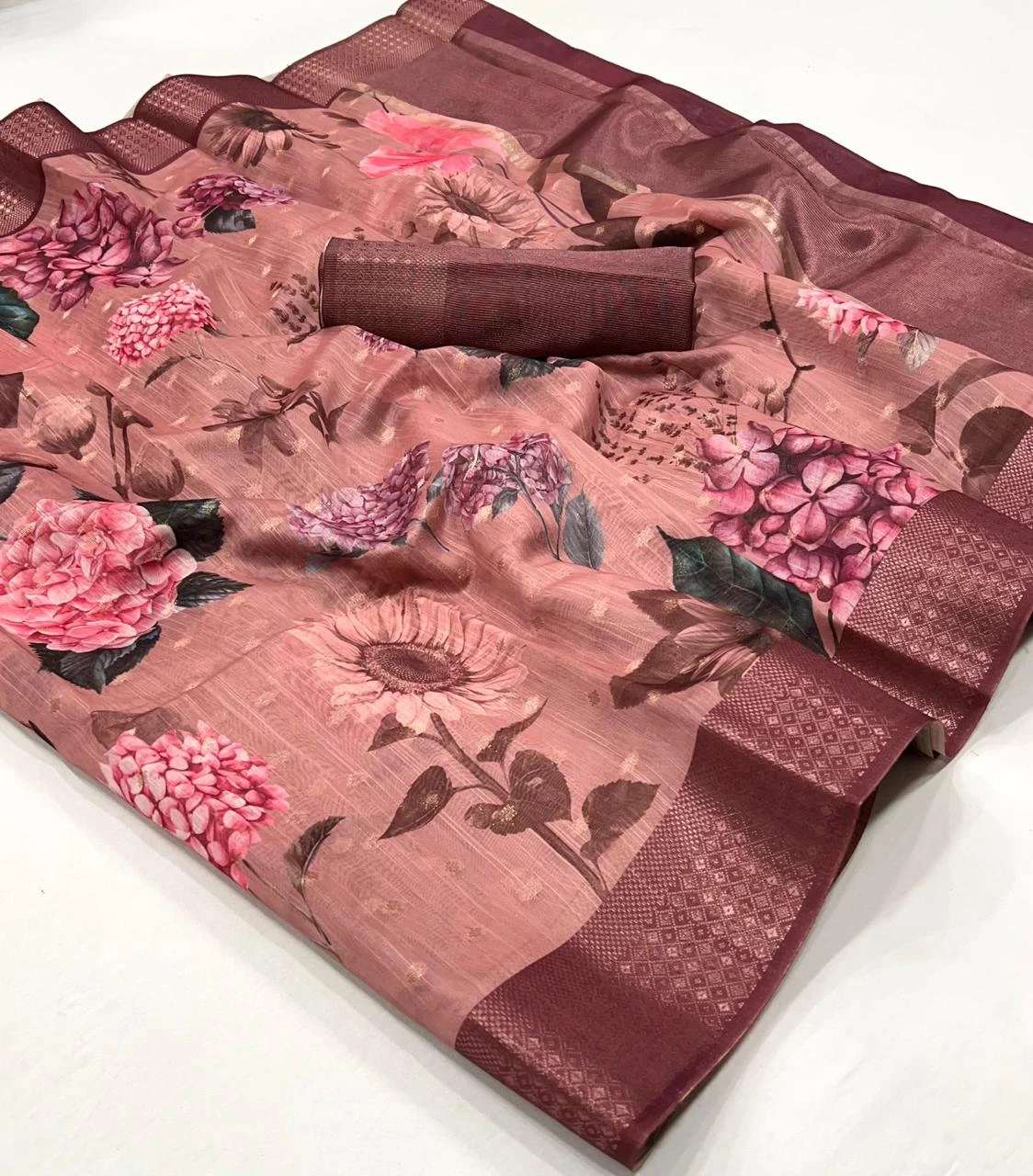 Rajtex Kaffyn Printed Handwoven Linen Wholesale Fancy Sarees Catalog — Wholesale Sarees, rajtex wholesale from Surat - Gallery Image 6